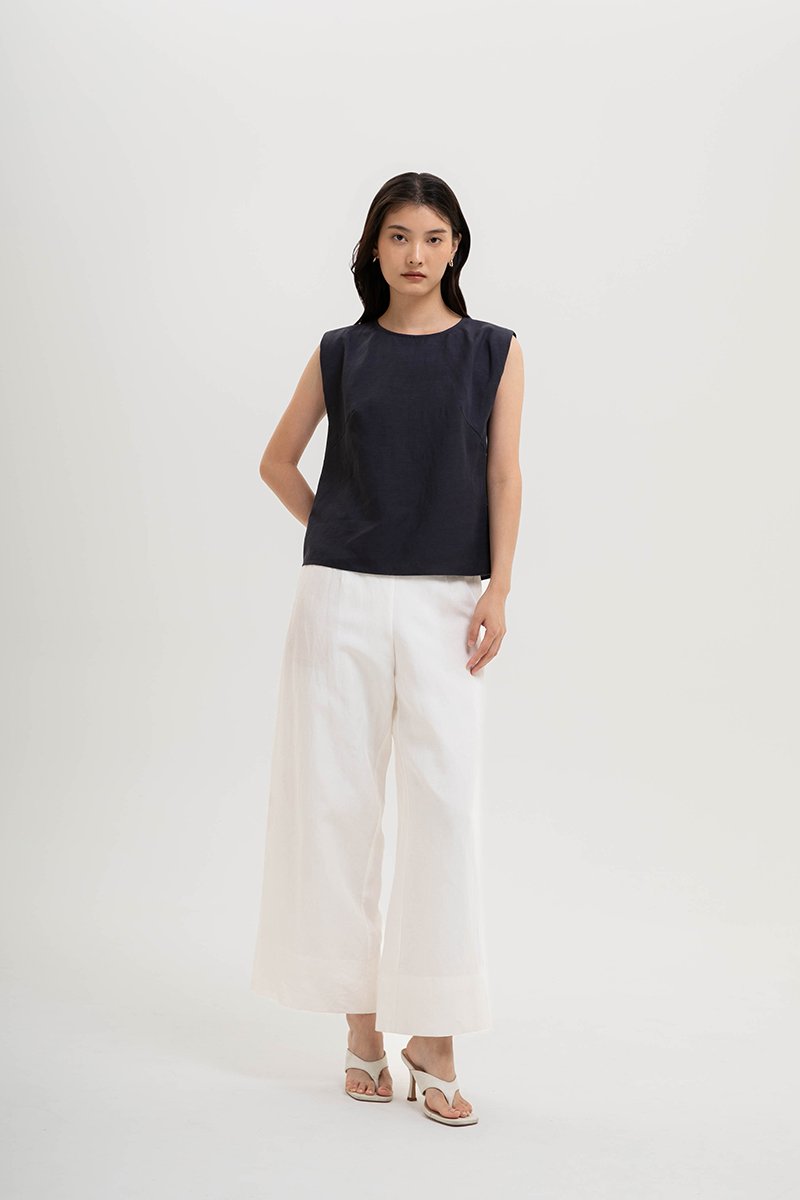 VIOLA CAP SLEEVE LINEN TOP