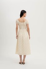 LYSSA FLORAL SMOCKED PUFF SLEEVES MIDI DRESS