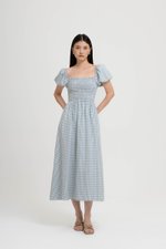 KELSEY SMOCKED PUFF SLEEVES GINGHAM DRESS