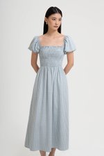 KELSEY SMOCKED PUFF SLEEVES GINGHAM DRESS