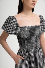KELSEY SMOCKED PUFF SLEEVES GINGHAM DRESS