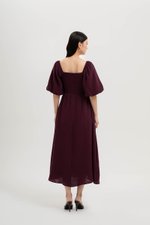 CASIE PUFF SLEEVE SMOCKED MIDI DRESS