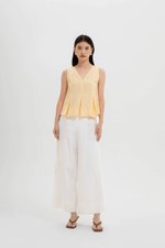 CARLINA PLEATED V NECK TOP