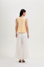 CARLINA PLEATED V NECK TOP