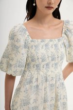 HARVEST PUFF SLEEVE SMOCKED MIDI DRESS