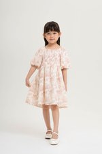 KIDS HARVEST PUFF SLEEVE SMOCKED DRESS