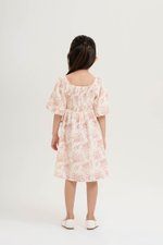 KIDS HARVEST PUFF SLEEVE SMOCKED DRESS