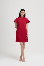 AIKIRA SHIFT CHEONGSAM TWEED DRESS