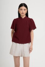 NILA FLUTTER SLEEVES CHEONGSAM TOP