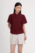 NILA FLUTTER SLEEVES CHEONGSAM TOP