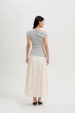 VIKKI ASYMMETRIC TWIST OFF SHOULDER TOP