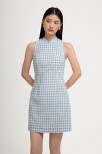 CAMIRA DETACHABLE COLLAR GINGHAM CHEONGSAM DRESS
