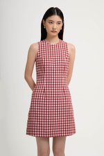 CAMIRA DETACHABLE COLLAR GINGHAM CHEONGSAM DRESS
