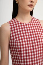 CAMIRA DETACHABLE COLLAR GINGHAM CHEONGSAM DRESS