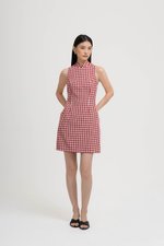 CAMIRA DETACHABLE COLLAR GINGHAM CHEONGSAM DRESS