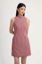 CAMIRA DETACHABLE COLLAR GINGHAM CHEONGSAM DRESS