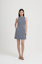 CAMIRA DETACHABLE COLLAR GINGHAM CHEONGSAM DRESS