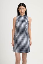 CAMIRA DETACHABLE COLLAR GINGHAM CHEONGSAM DRESS