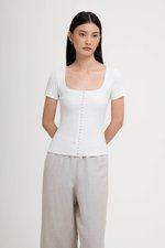 TILDA BUTTON DOWN RIBBED TEE