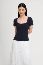 TILDA BUTTON DOWN RIBBED TEE