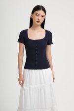 TILDA BUTTON DOWN RIBBED TEE