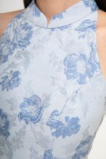 KYORI FLORAL JACQUARD HALTER MINI DRESS