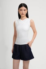 CLAUDIE RUCHED OVERLAY KNIT TOP