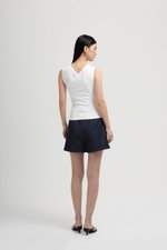 CLAUDIE RUCHED OVERLAY KNIT TOP