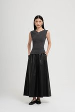 CLAUDIE RUCHED OVERLAY KNIT TOP