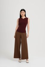 CLAUDIE RUCHED OVERLAY KNIT TOP