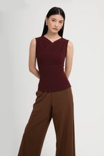 CLAUDIE RUCHED OVERLAY KNIT TOP