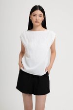 CATARINA LINEN TOP W METAL BROCHE DETAIL