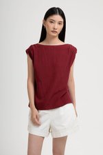 CATARINA LINEN TOP W METAL BROCHE DETAIL