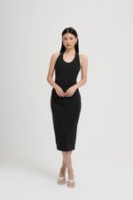 MARIANNA HALTER NECK RUCHED MIDI DRESS