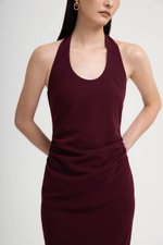 MARIANNA HALTER NECK RUCHED MIDI DRESS