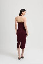 MARIANNA HALTER NECK RUCHED MIDI DRESS