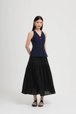 TRACEY RACER NECK BUTTON DOWN VEST TOP