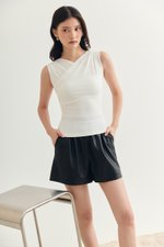 CLAUDIE RUCHED OVERLAY KNIT TOP