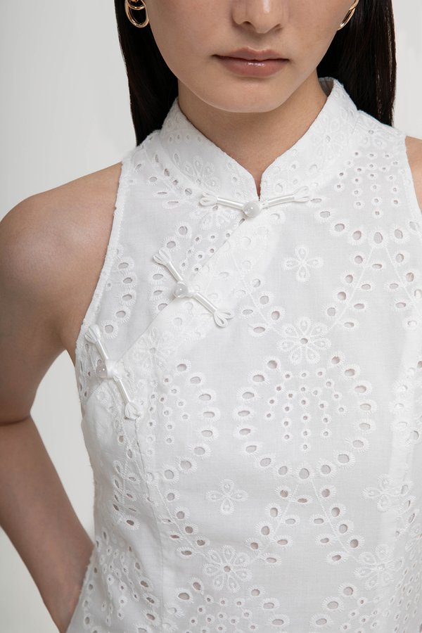 KAIRA EYELET CHEONGSAM TOP