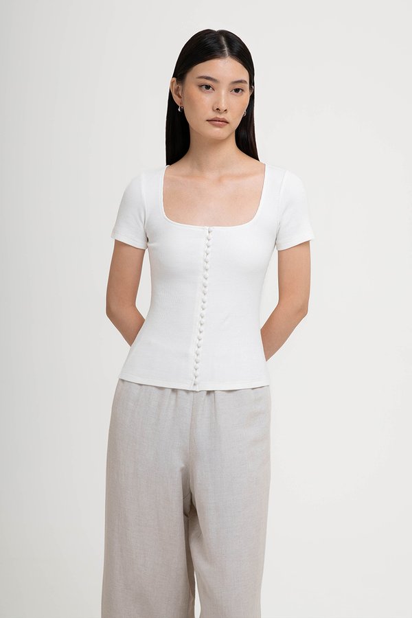 TILDA BUTTON DOWN RIBBED TEE