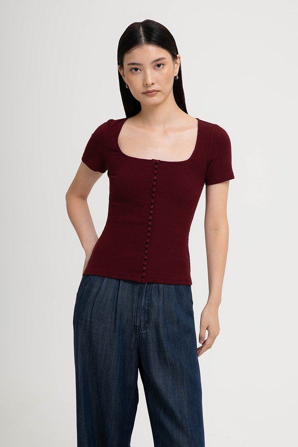 TILDA BUTTON DOWN RIBBED TEE