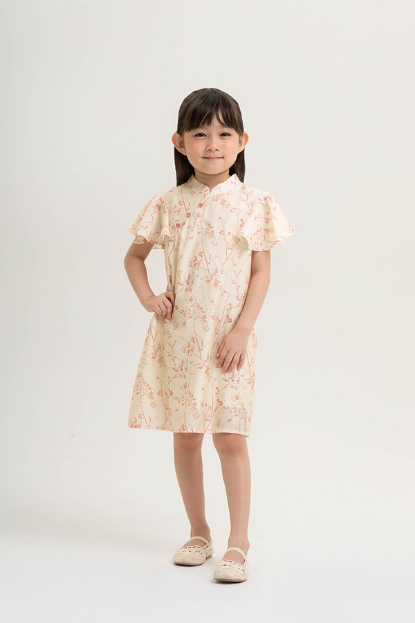 KIRA KIDS FLUTTER SLEEVE CHEONGSAM DRESS