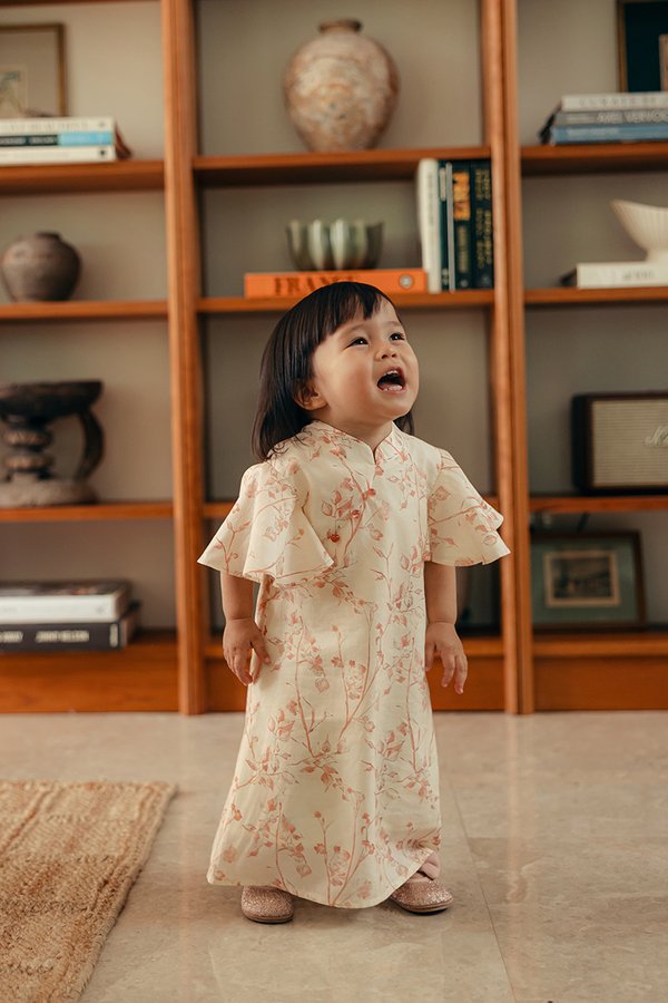 KIRA KIDS FLUTTER SLEEVE CHEONGSAM DRESS