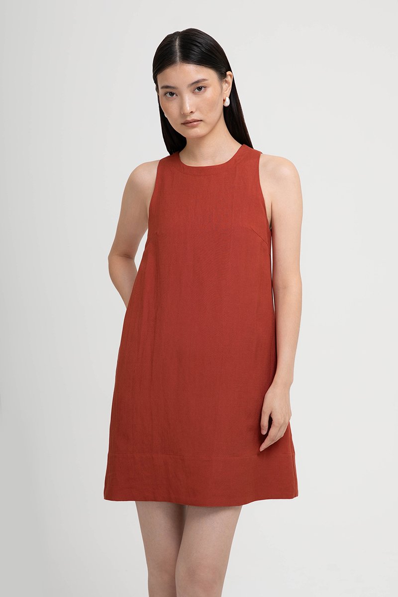 THEA SHIFT LINEN MINI DRESS