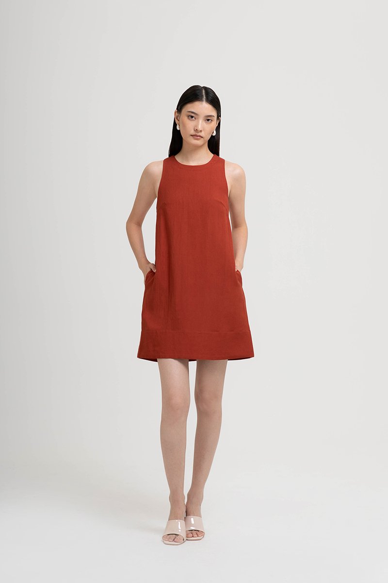 THEA SHIFT LINEN MINI DRESS