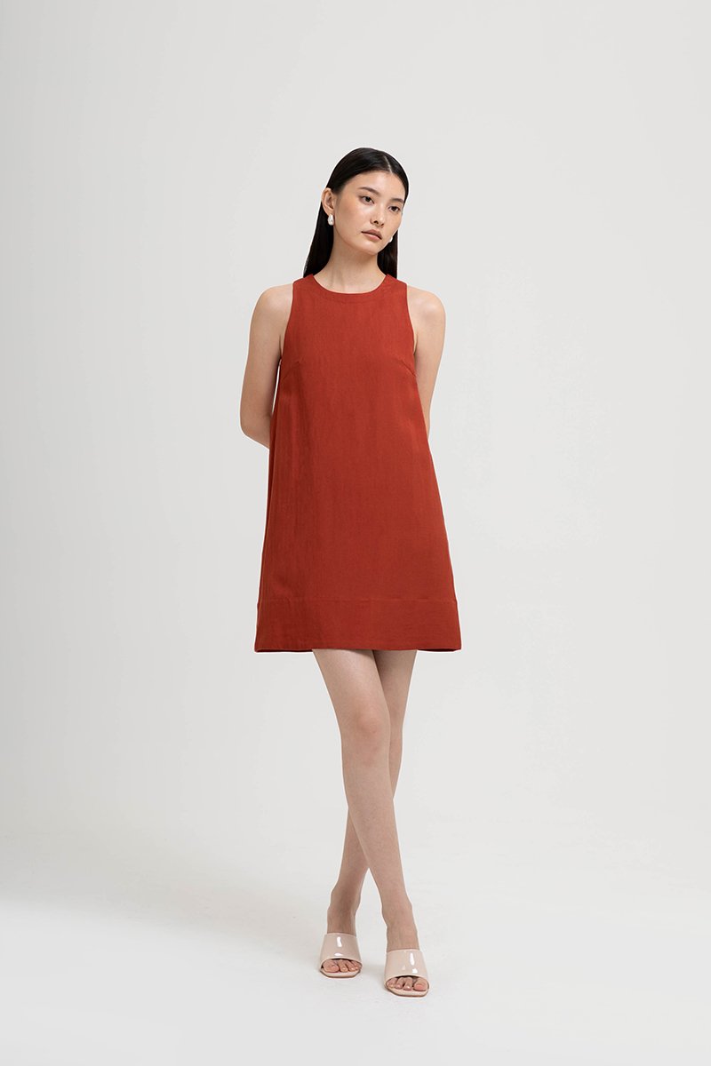 THEA SHIFT LINEN MINI DRESS