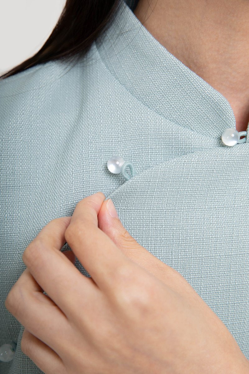 AIKIRA SHIFT CHEONGSAM TWEED DRESS