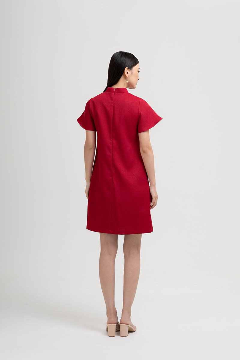 AIKIRA SHIFT CHEONGSAM TWEED DRESS