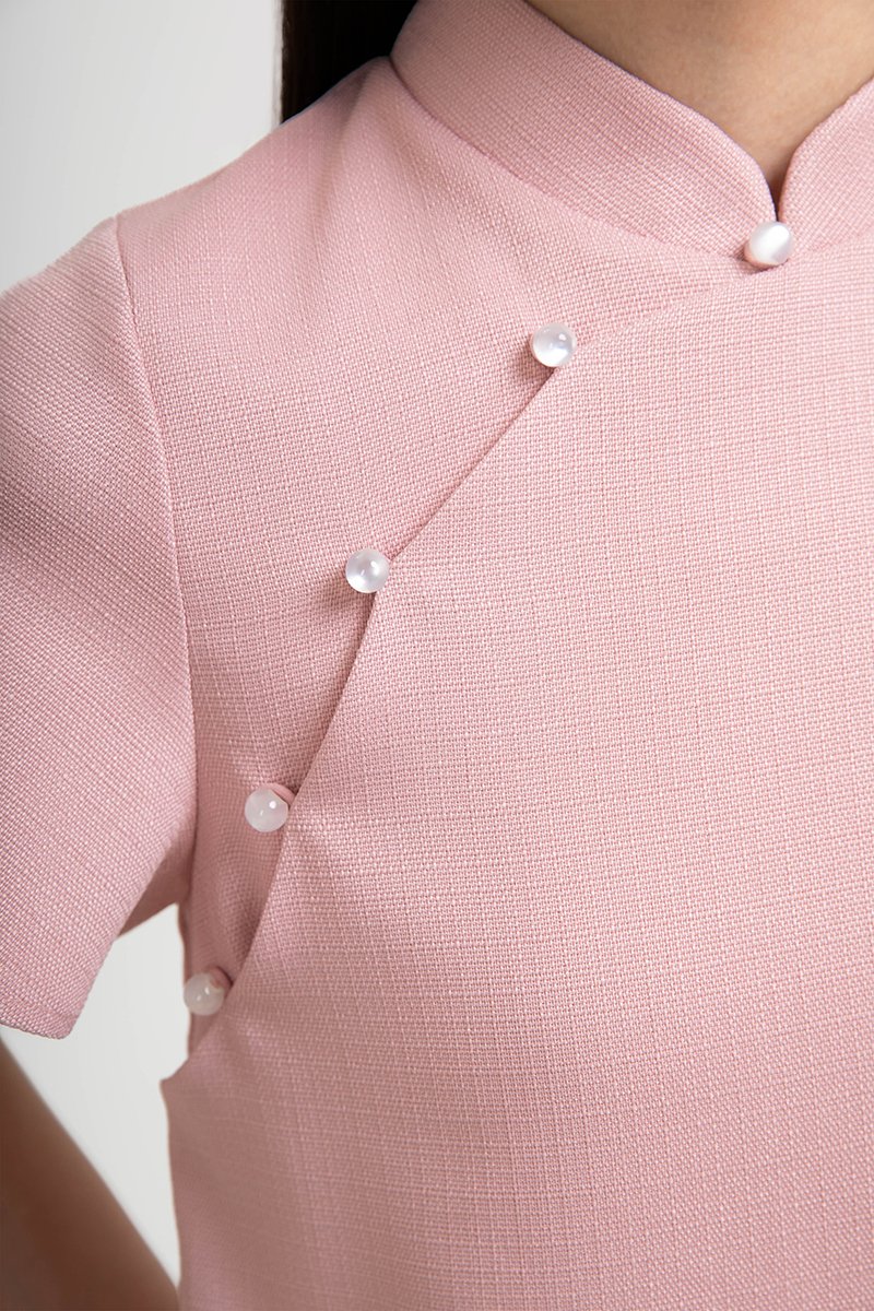 AIKIRA SHIFT CHEONGSAM TWEED DRESS