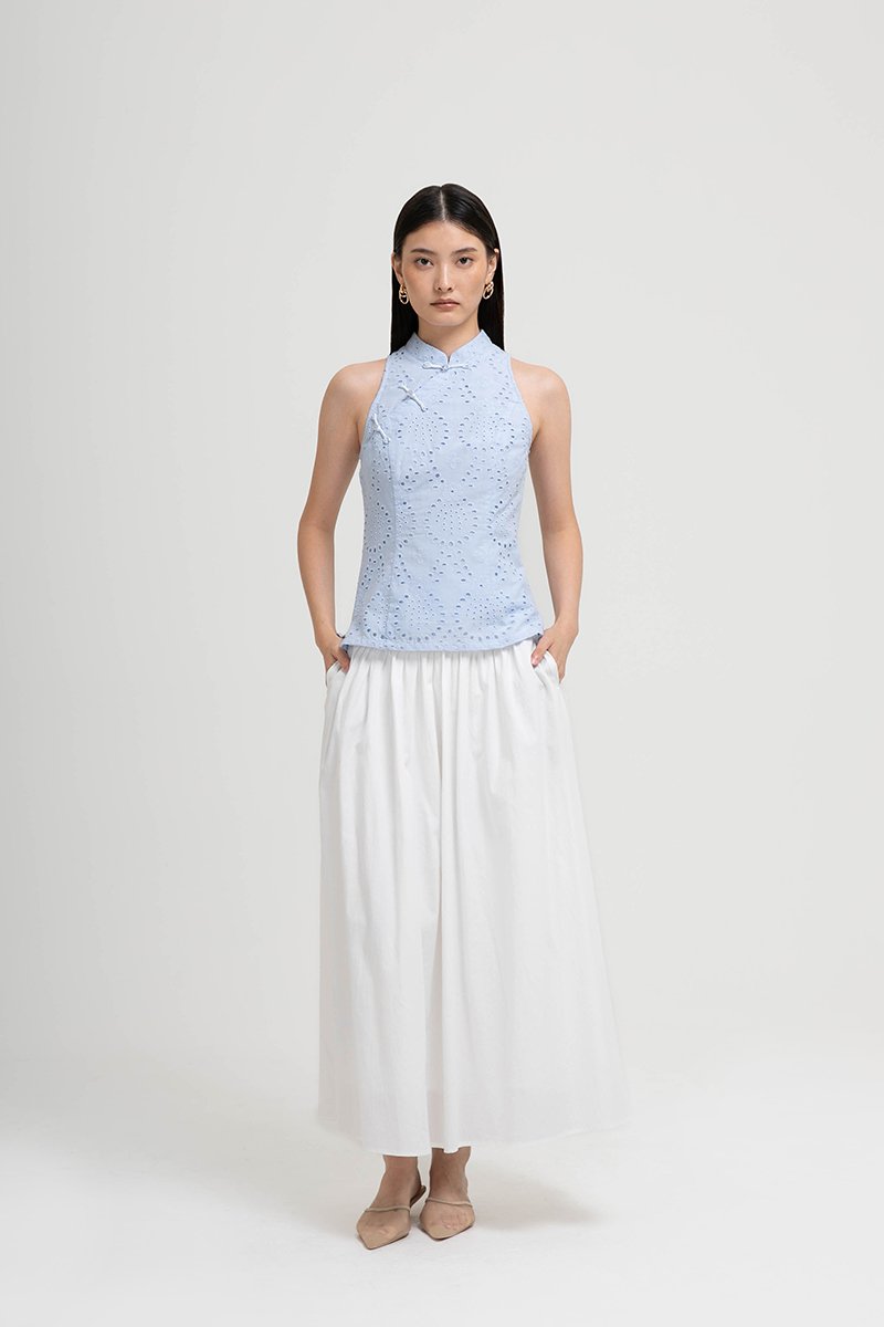 KAIRA EYELET CHEONGSAM TOP